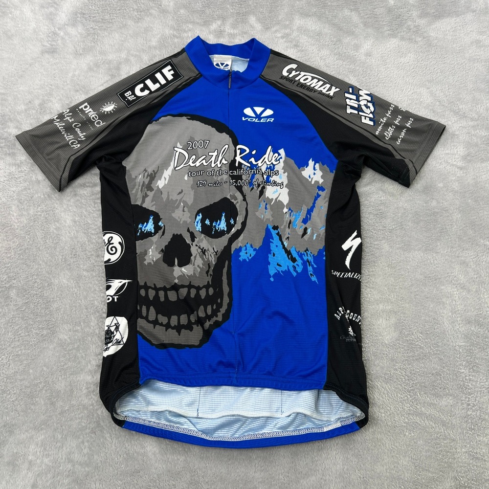 Voler Death Ride 2007 Cycling Jersey Size Medium Blue Mens Tour California Alps